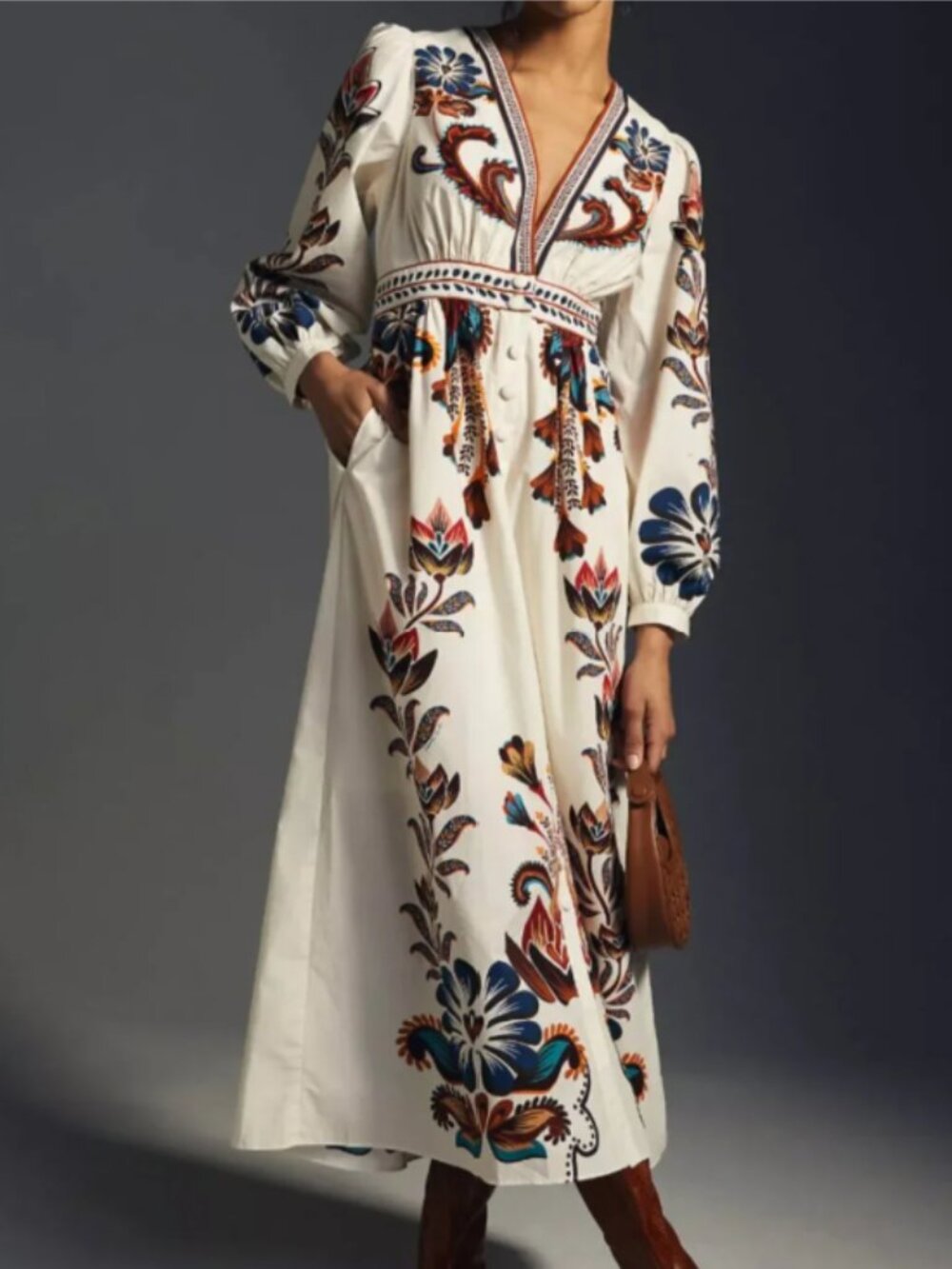 FARM Rio x Anthropologie V-Neck Maxi Dress Size Medium - Picture 1 of 7